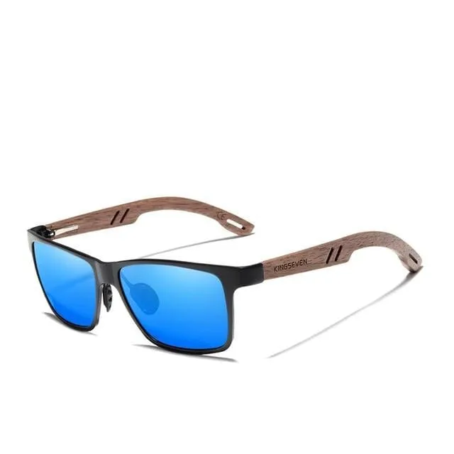 KINGSEVEN Aluminum Walnut Wooden Handmade Sunglasses