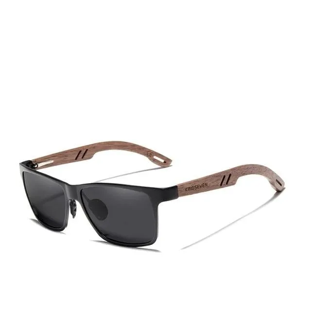 KINGSEVEN Aluminum Walnut Wooden Handmade Sunglasses