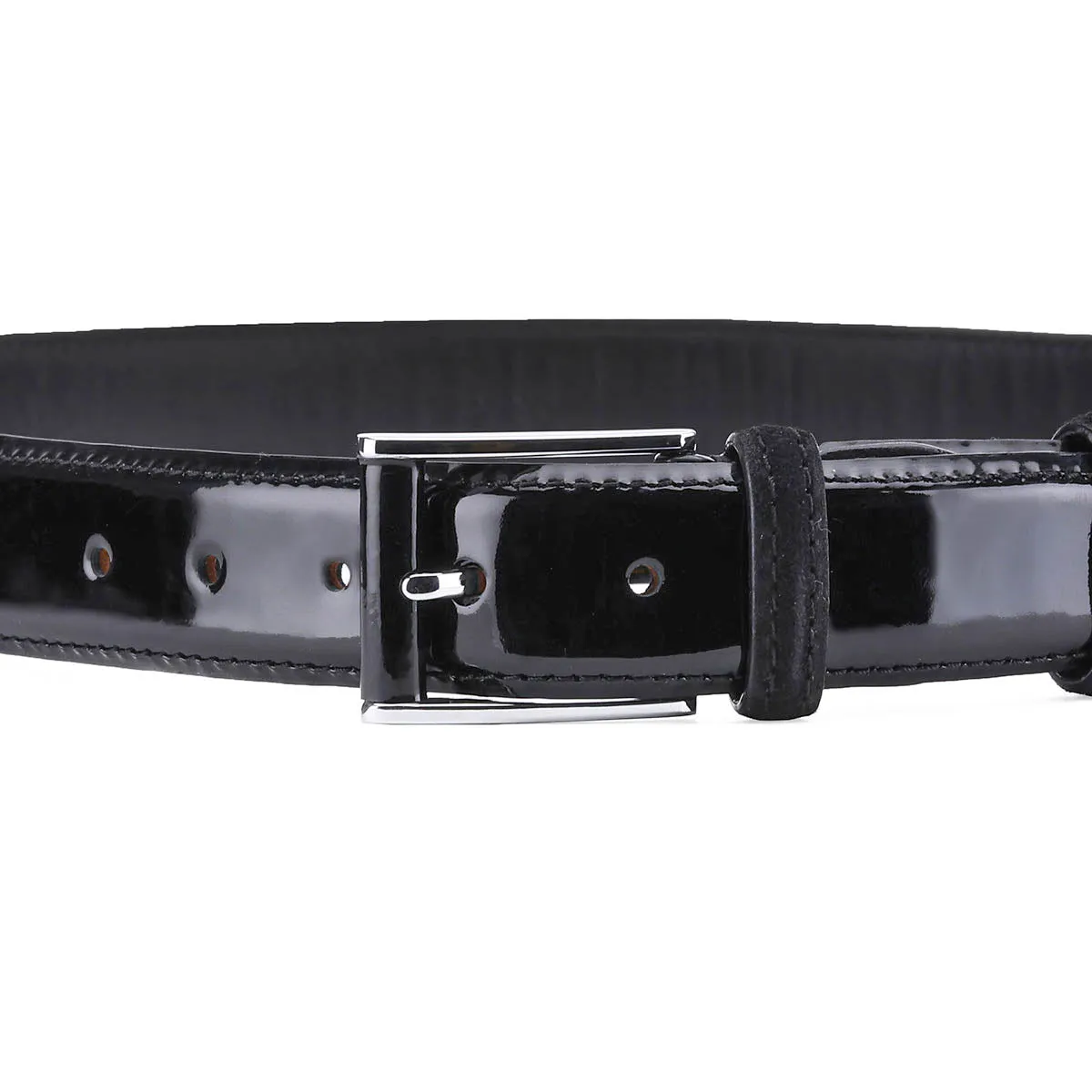 Lacquered leather belt