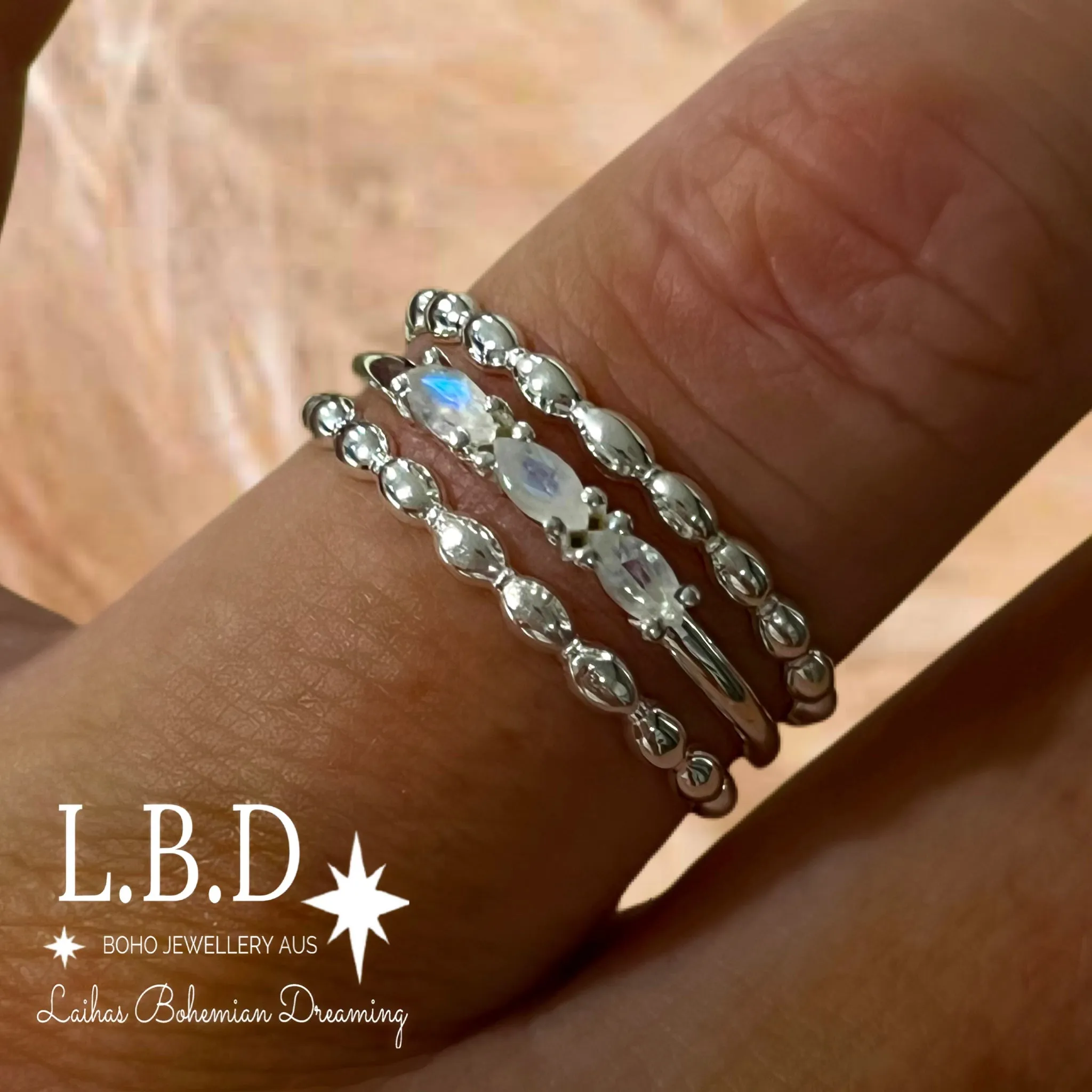 Laihas Three Of Cups Moonstone Ring Set