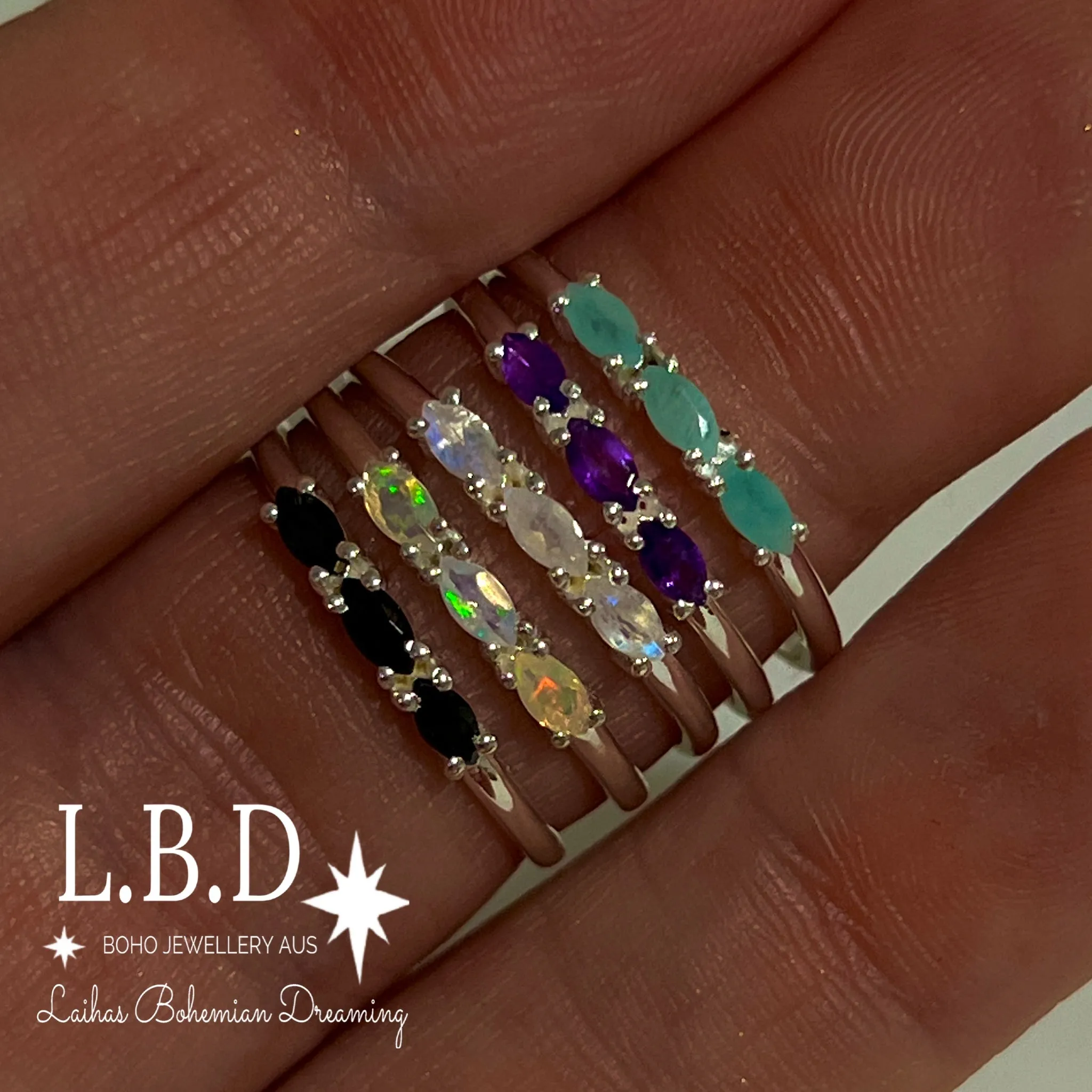 Laihas Three Of Cups Moonstone Ring Set