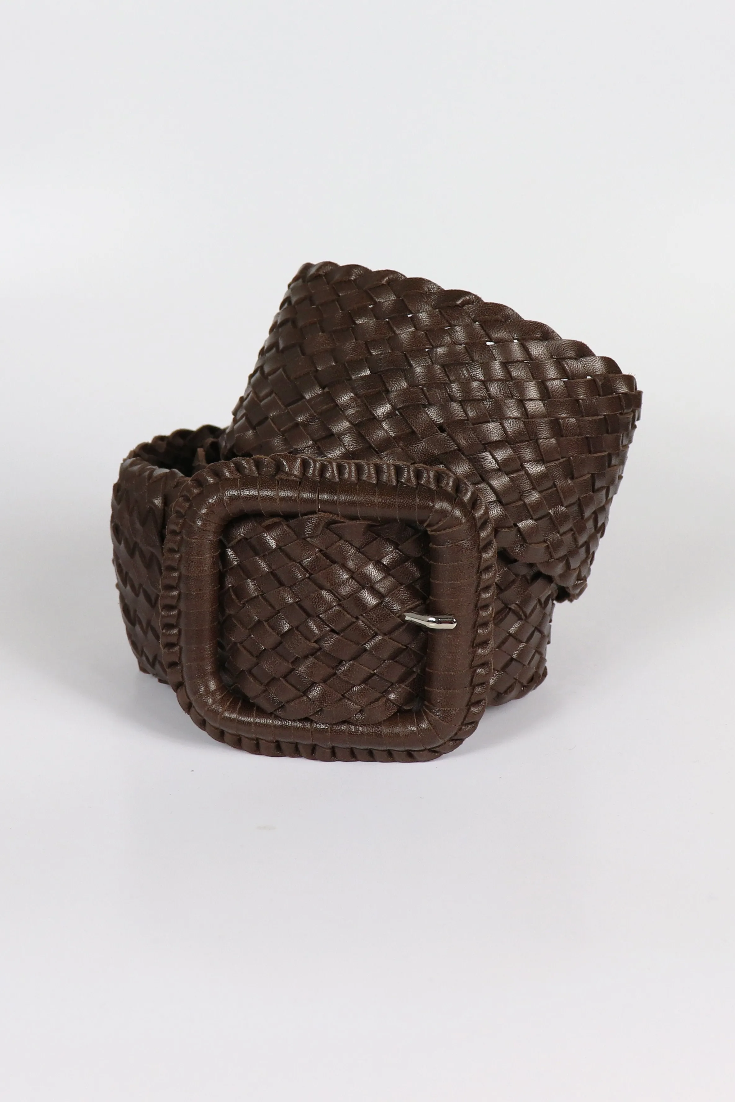 Leather Plaited Belt - Havana