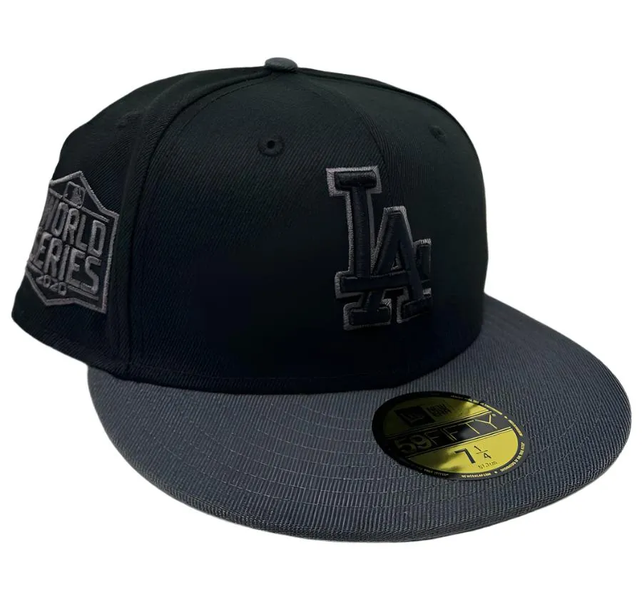 Los Angeles Dodgers Fitted New Era 59Fifty 2020 World Series Black Graphite Grey Cap Hat