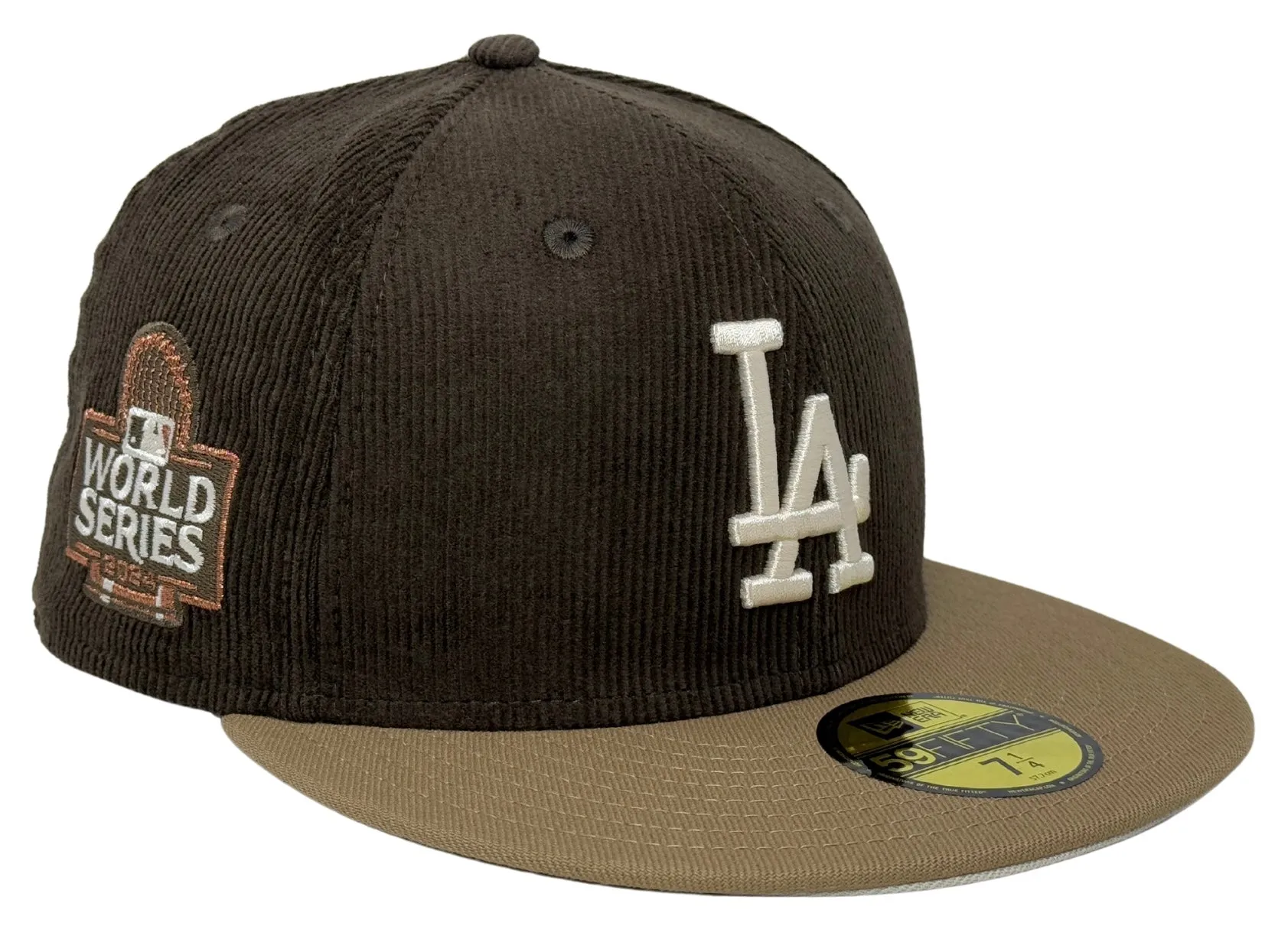 Los Angeles Dodgers Fitted New Era 59Fifty 2024 WS Brown Corduroy Khaki Cap Hat Grey UV