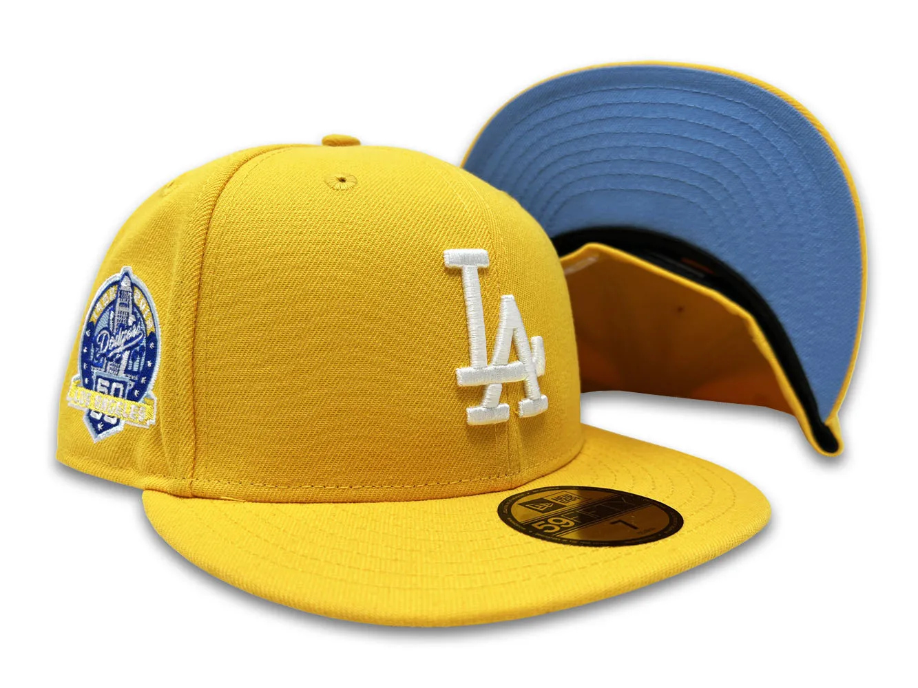 Los Angeles Dodgers Fitted New Era 59Fifty 60th Ann. Yellow Hat. Sky UV