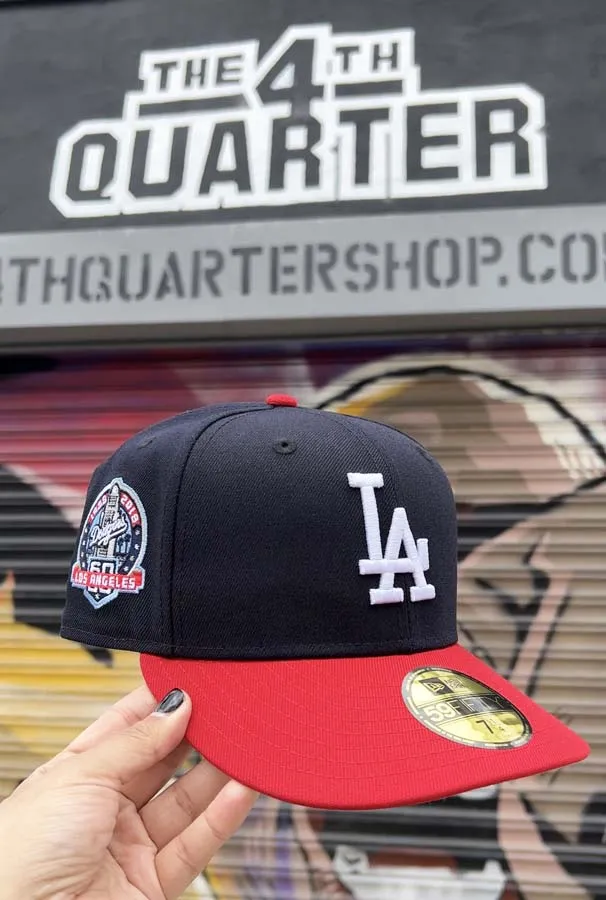 Los Angeles Dodgers Fitted New Era 59FIFTY 60th Anniversary Cap Hat Navy Red Grey UV