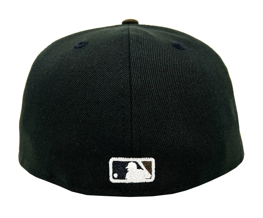 Los Angeles Dodgers Fitted New Era 59Fifty Ivory Logo Black Brown 60th Anniversary Hat Cap