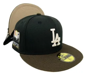 Los Angeles Dodgers Fitted New Era 59Fifty Ivory Logo Black Brown 60th Anniversary Hat Cap
