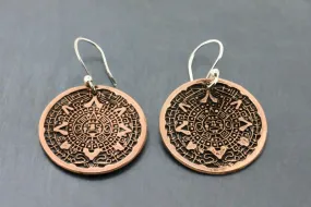 Mayan Calendar earring - copper