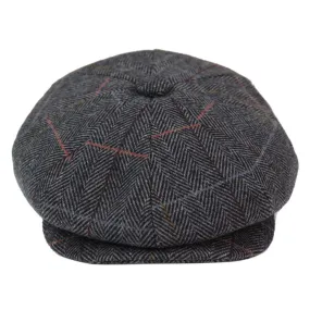 Mens 8 Panel Hat Flat Cap Newsboy Grandad Tweed Check Vintage Peaky Baker Boy