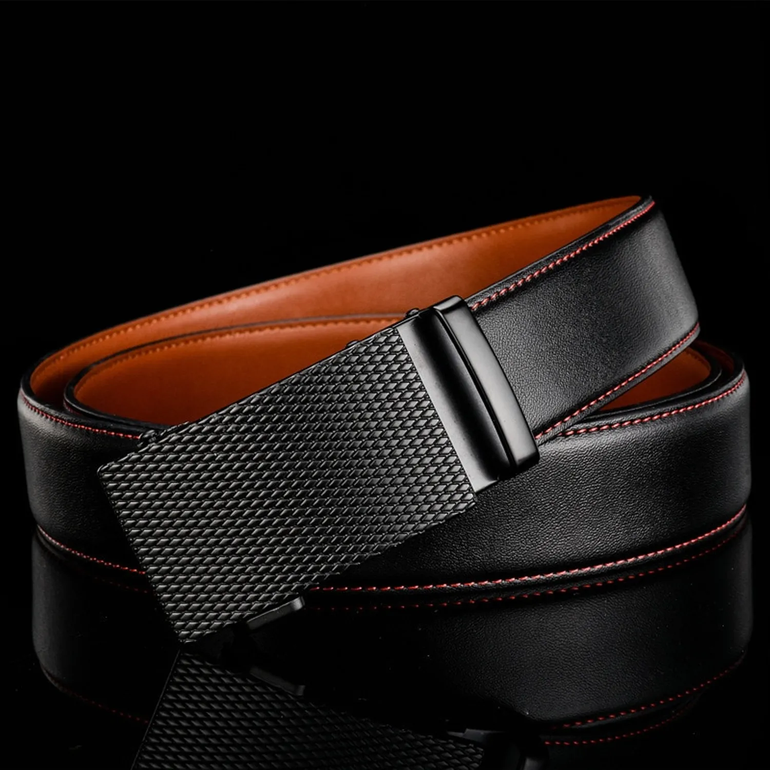 Men's Casual Leather Belt With Automatic Buckle
