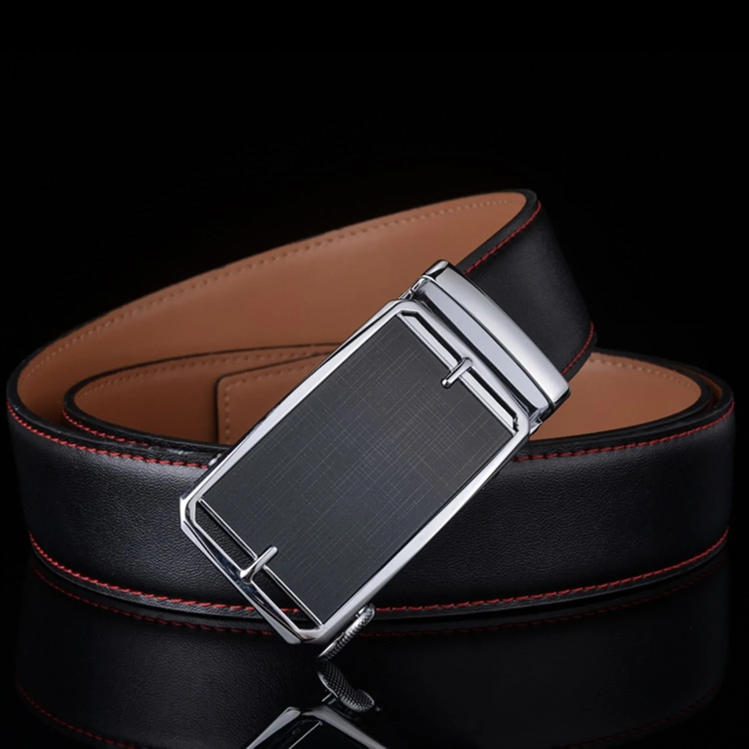 Men's Casual Leather Belt With Automatic Buckle
