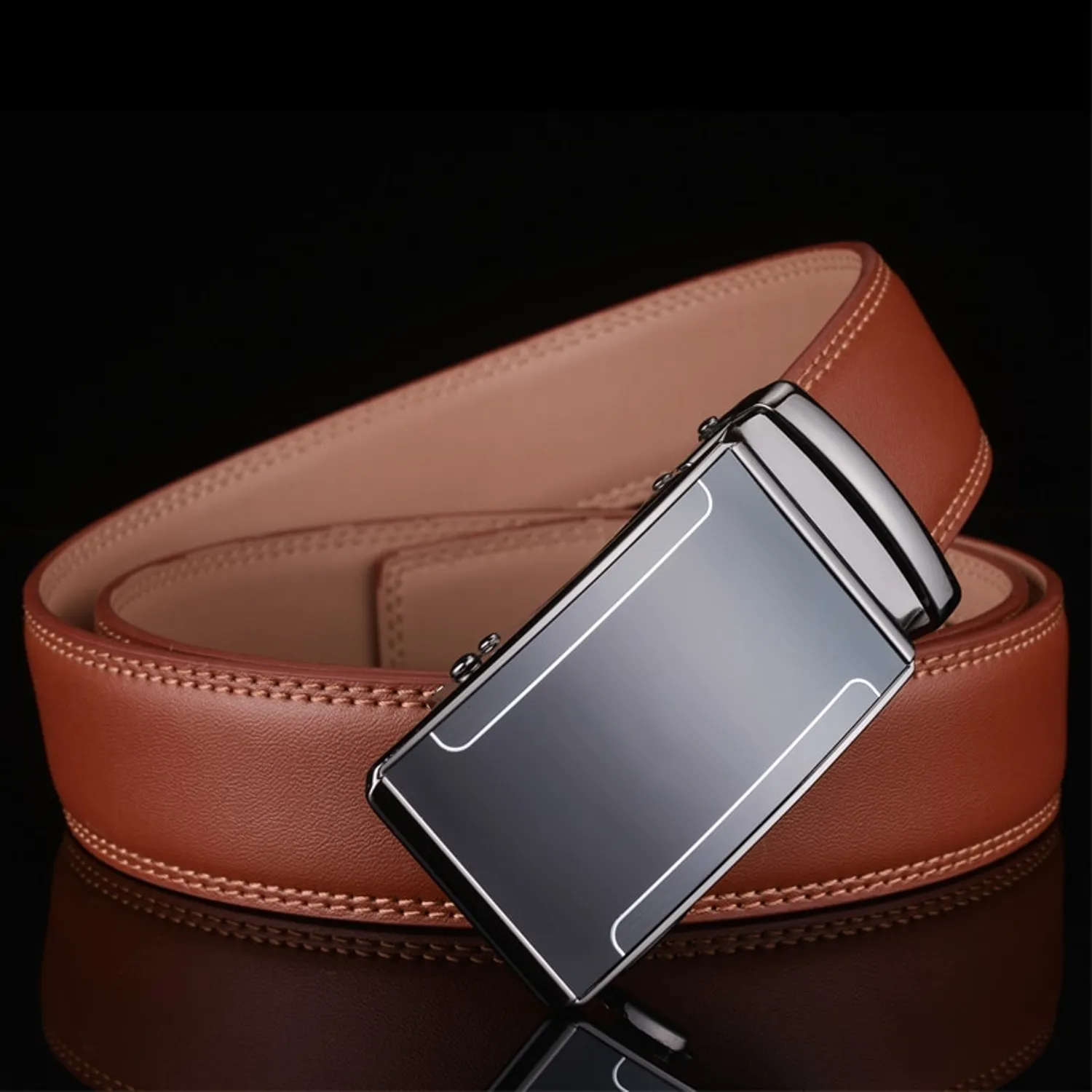 Men's Casual Leather Belt With Automatic Buckle