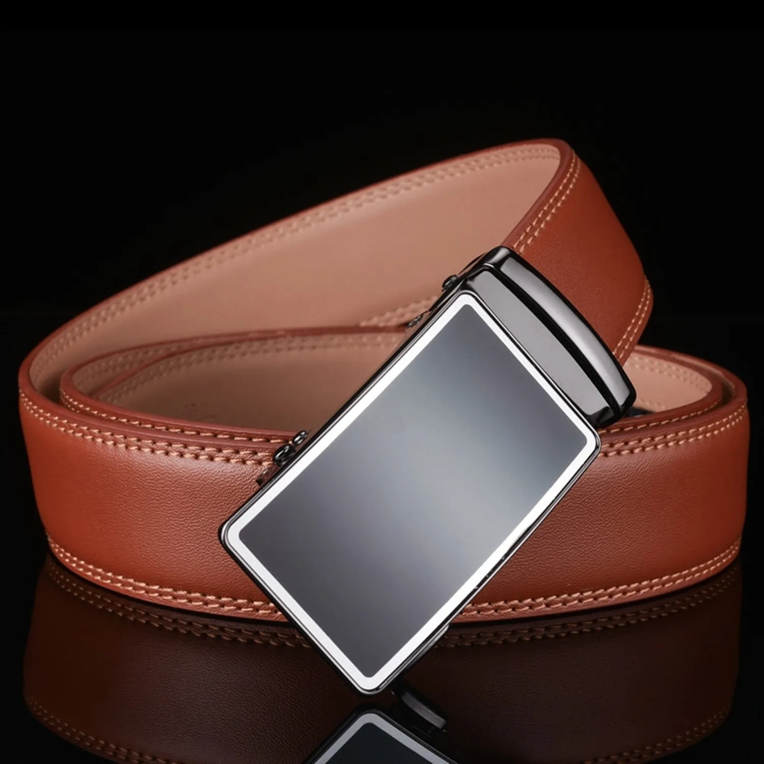 Men's Casual Leather Belt With Automatic Buckle