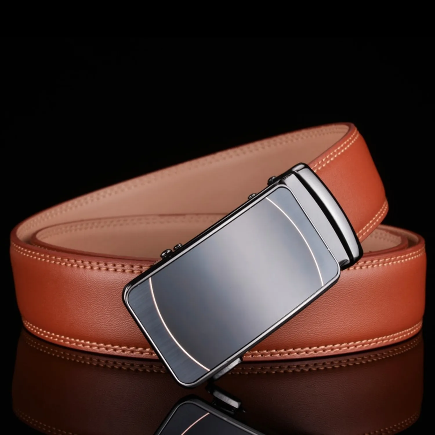 Men's Casual Leather Belt With Automatic Buckle