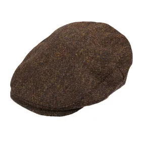 Men's Highland Harris Tweed Flat Cap Brown Barleycorn