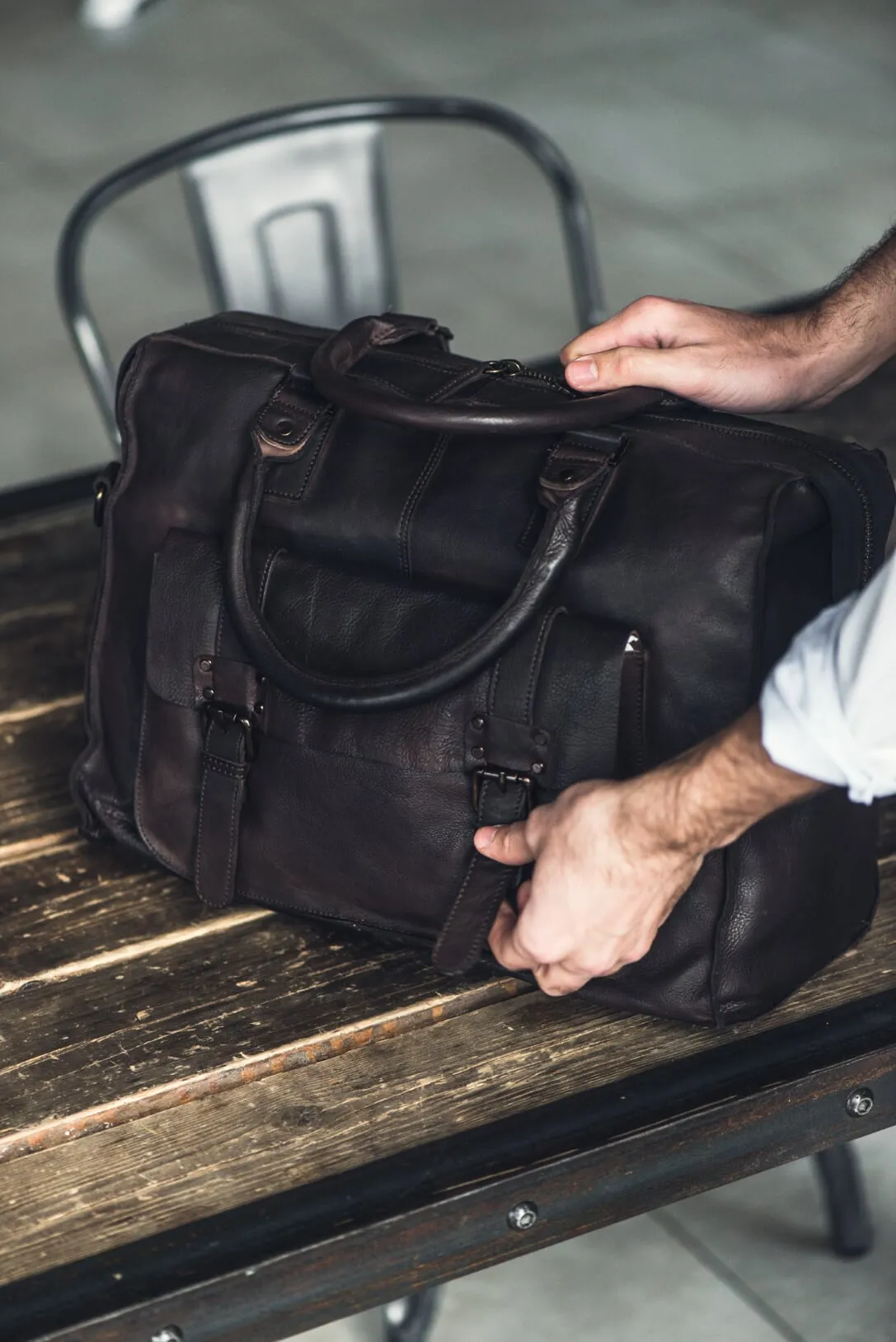Men's Leather Vintage Weekend Holdall