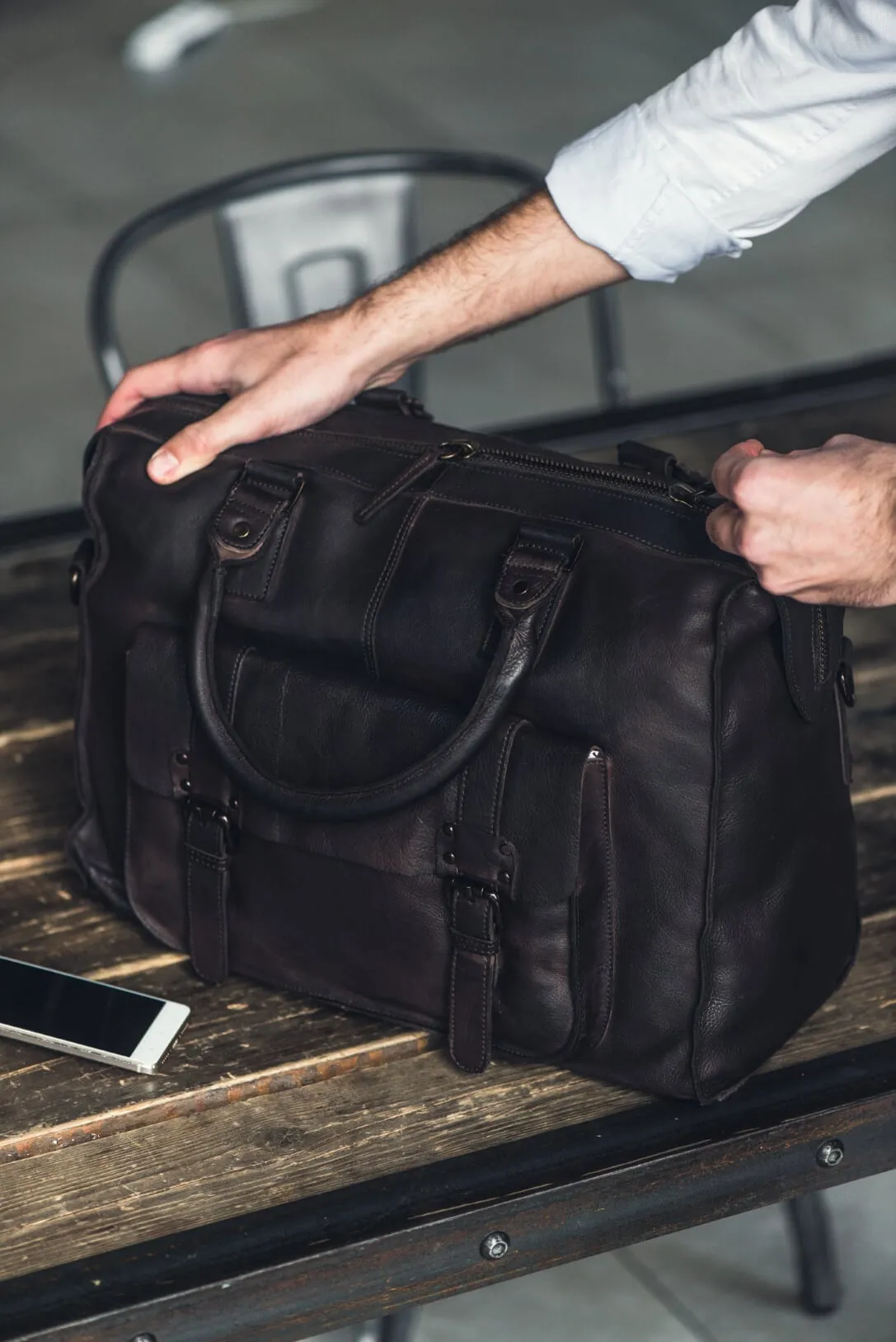 Men's Leather Vintage Weekend Holdall