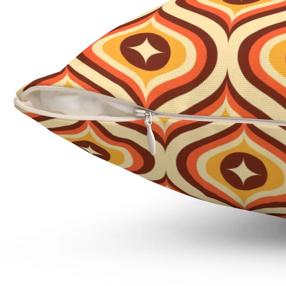 Mid Century Modern Pillows, Groovy 70's, Brown, Orange Yellow, Atomic Diamond, Retro MCM Home Decor Pillow Cushion And Insert