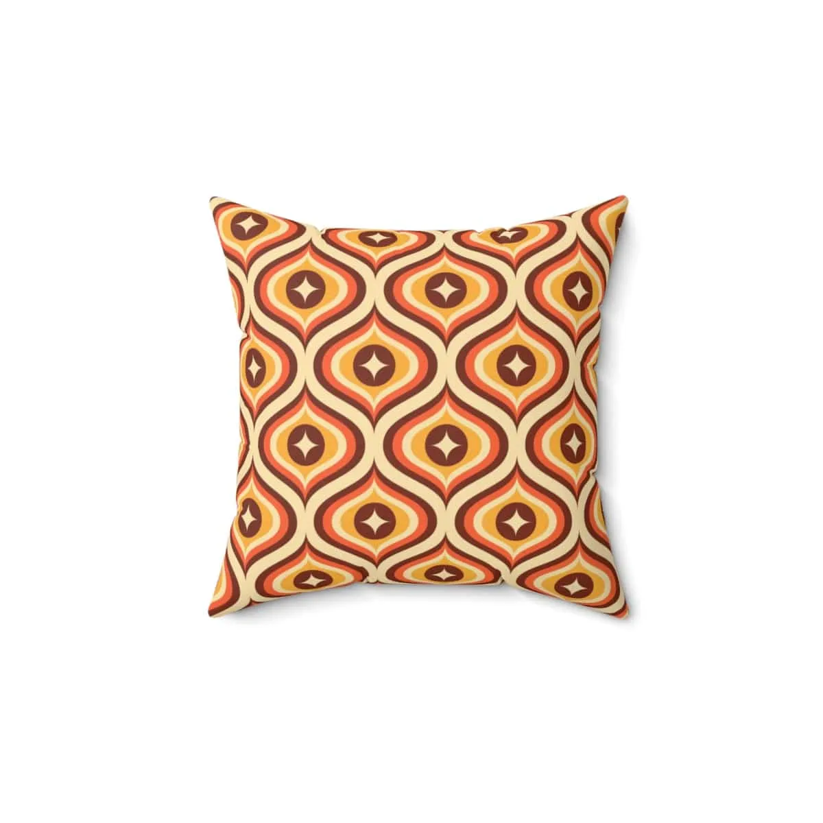 Mid Century Modern Pillows, Groovy 70's, Brown, Orange Yellow, Atomic Diamond, Retro MCM Home Decor Pillow Cushion And Insert
