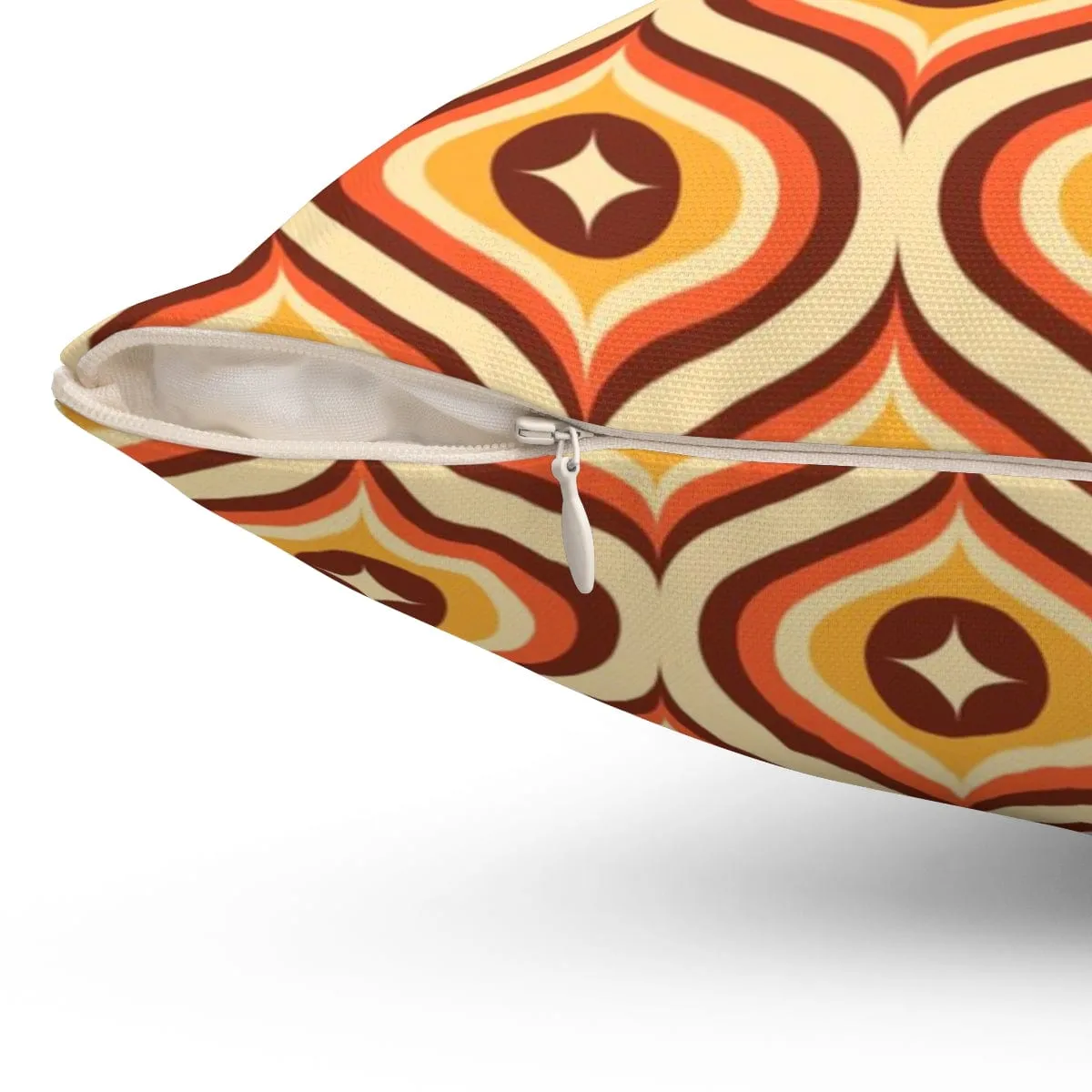Mid Century Modern Pillows, Groovy 70's, Brown, Orange Yellow, Atomic Diamond, Retro MCM Home Decor Pillow Cushion And Insert
