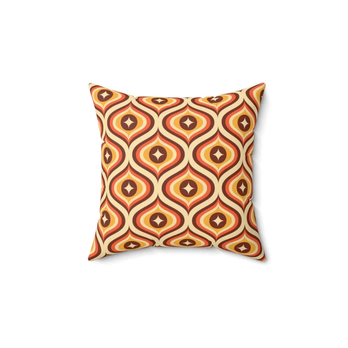 Mid Century Modern Pillows, Groovy 70's, Brown, Orange Yellow, Atomic Diamond, Retro MCM Home Decor Pillow Cushion And Insert