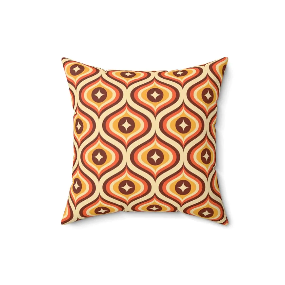 Mid Century Modern Pillows, Groovy 70's, Brown, Orange Yellow, Atomic Diamond, Retro MCM Home Decor Pillow Cushion And Insert