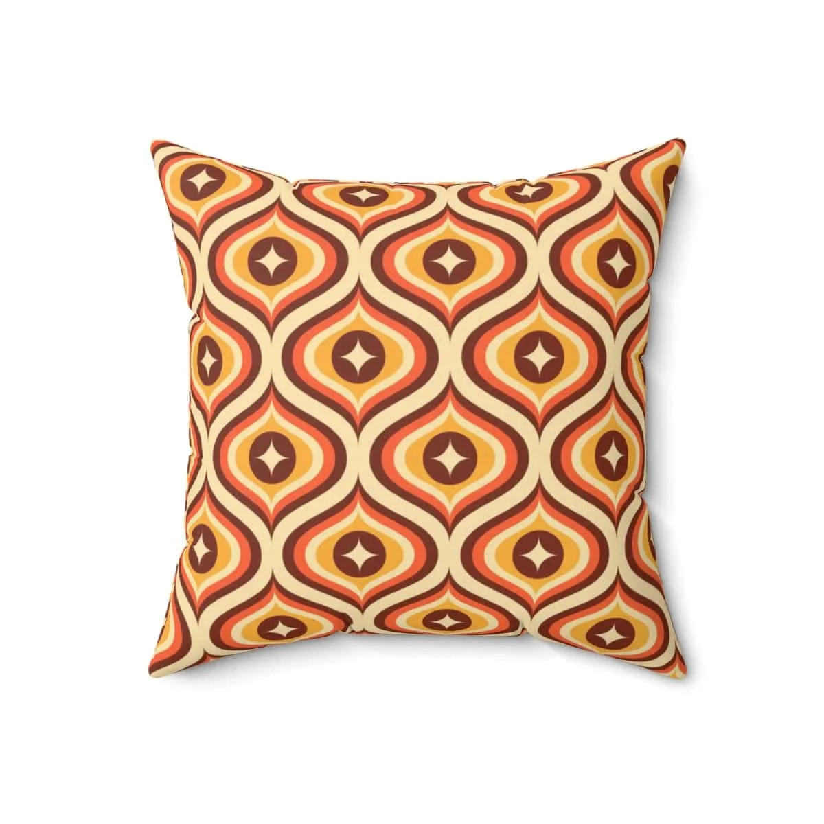 Mid Century Modern Pillows, Groovy 70's, Brown, Orange Yellow, Atomic Diamond, Retro MCM Home Decor Pillow Cushion And Insert