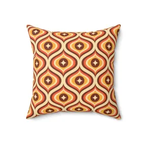 Mid Century Modern Pillows, Groovy 70's, Brown, Orange Yellow, Atomic Diamond, Retro MCM Home Decor Pillow Cushion And Insert