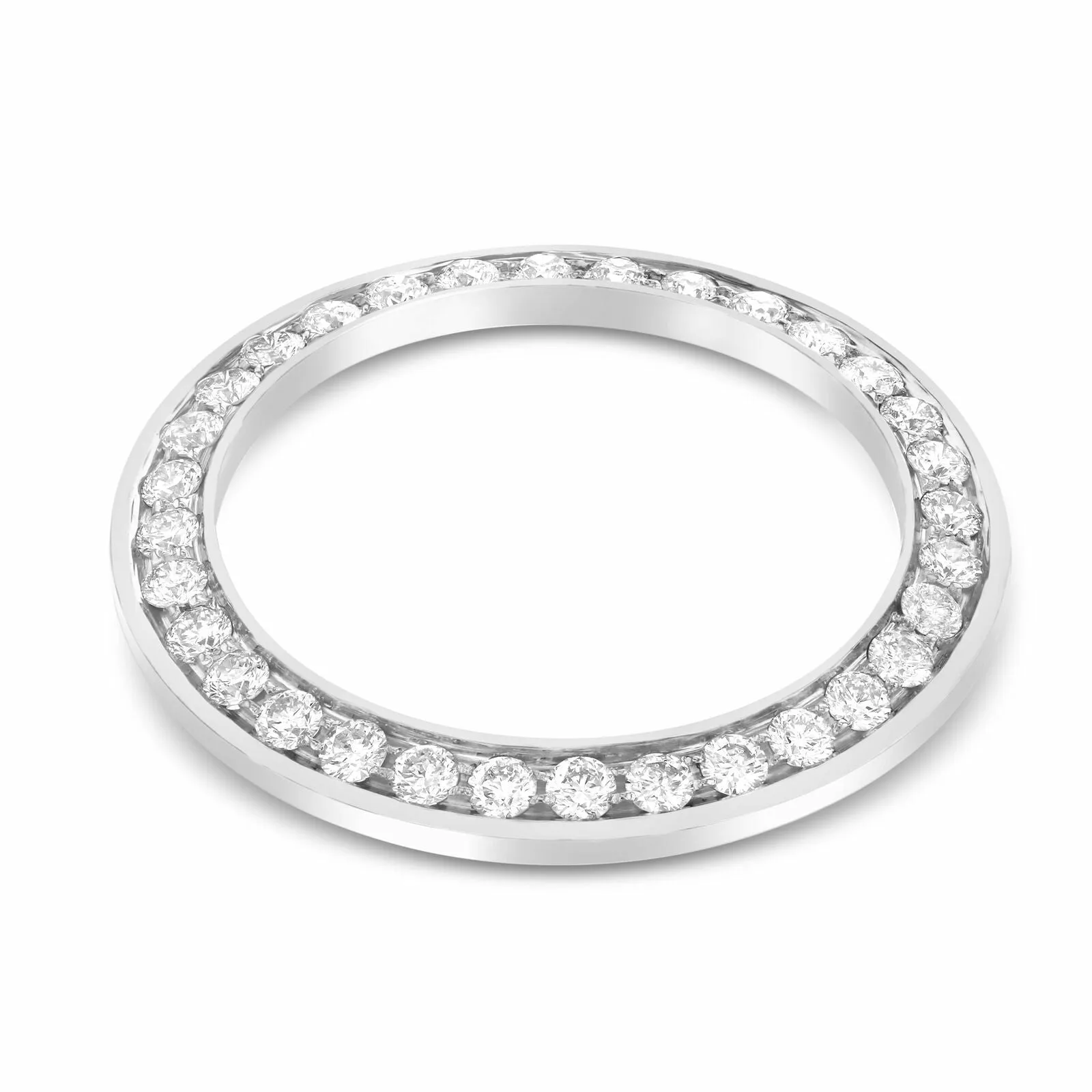 MIDSIZE 2CT BEAD SET DIAMOND BEZEL 14KW FOR ROLEX 31MM MASTERPIECE, PEARLMASTER