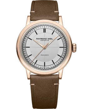 Millesime Men's Automatic Silver Sector Dial Brown Leather Strap Watch