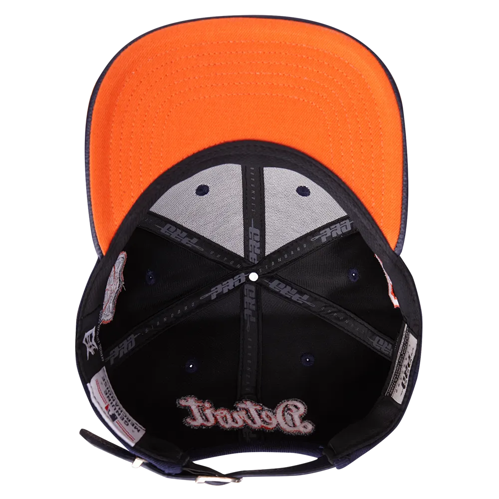 MLB DETROIT TIGERS MASHUP UNISEX WOOL LEATHER STRAPBACK HAT (MIDNIGHT NAVY)