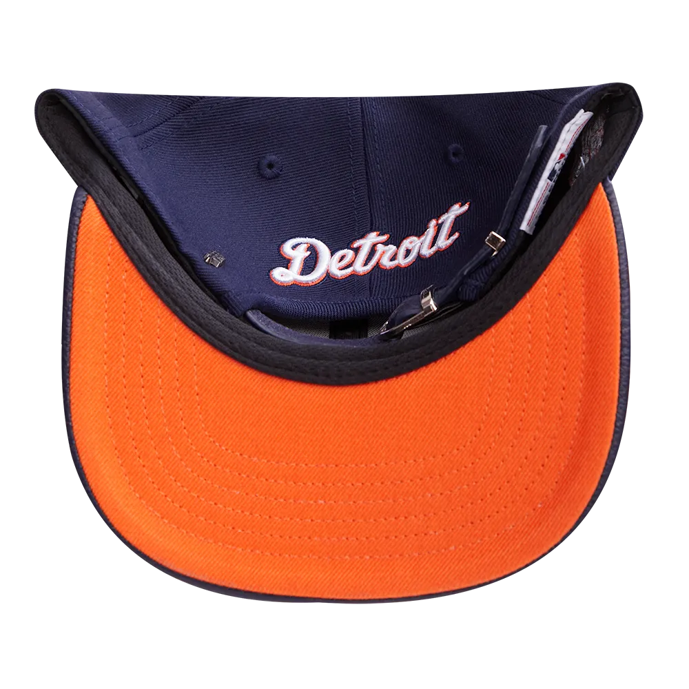 MLB DETROIT TIGERS MASHUP UNISEX WOOL LEATHER STRAPBACK HAT (MIDNIGHT NAVY)