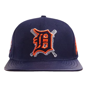 MLB DETROIT TIGERS MASHUP UNISEX WOOL LEATHER STRAPBACK HAT (MIDNIGHT NAVY)