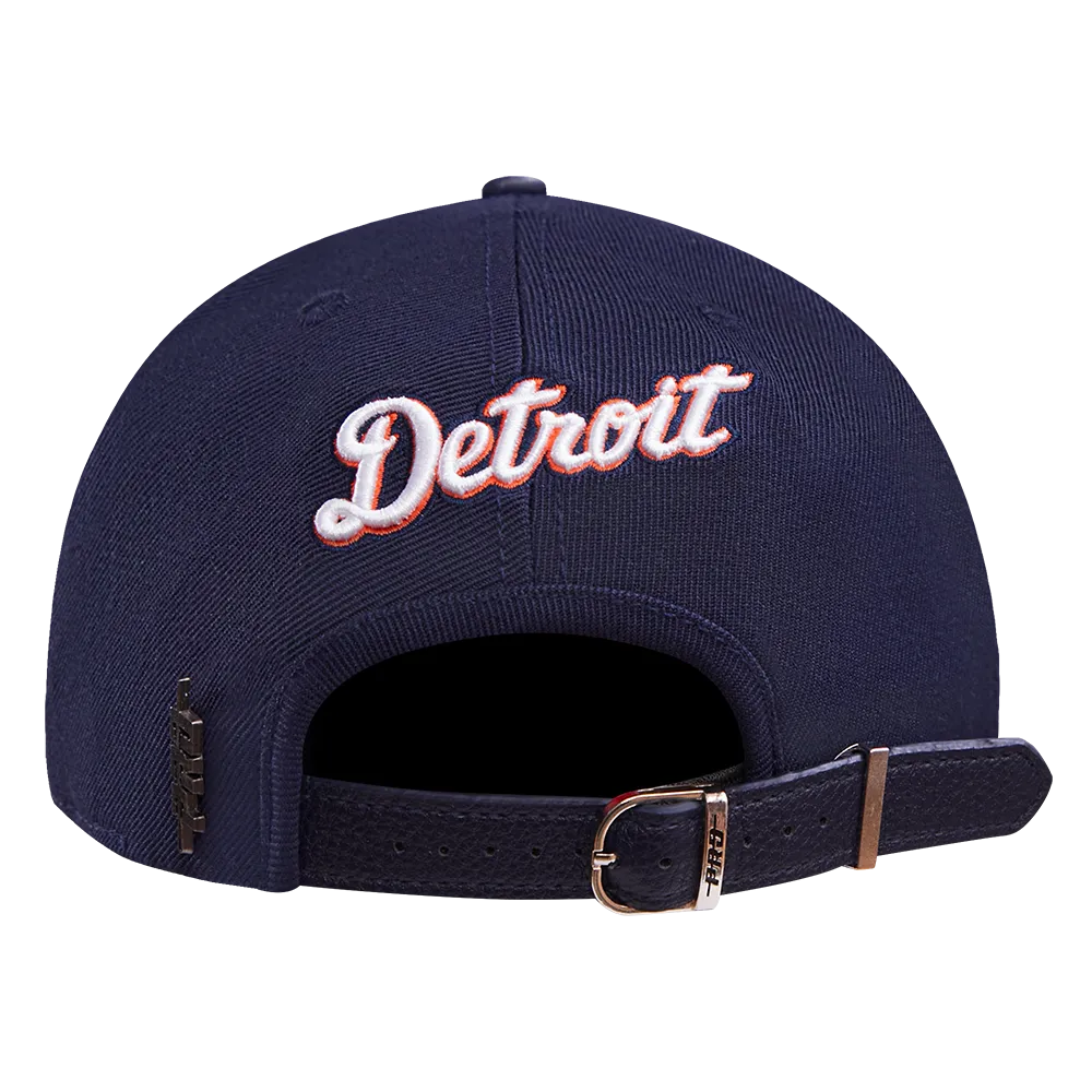MLB DETROIT TIGERS MASHUP UNISEX WOOL LEATHER STRAPBACK HAT (MIDNIGHT NAVY)