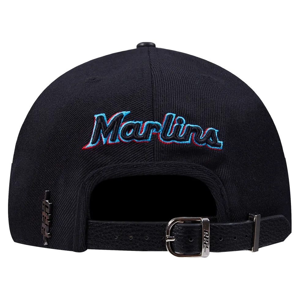 MLB MIAMI MARLINS SCRIPT TAIL WOOL STRAPBACK (BLACK)