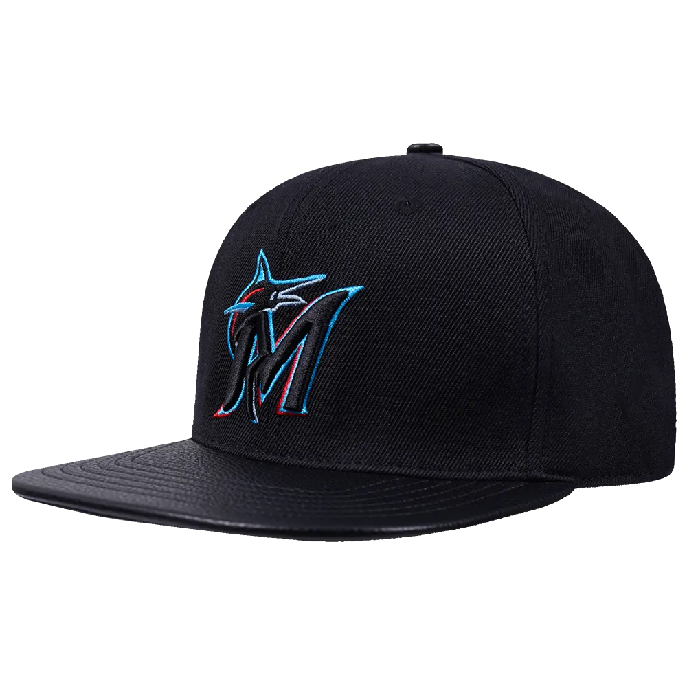 MLB MIAMI MARLINS SCRIPT TAIL WOOL STRAPBACK (BLACK)