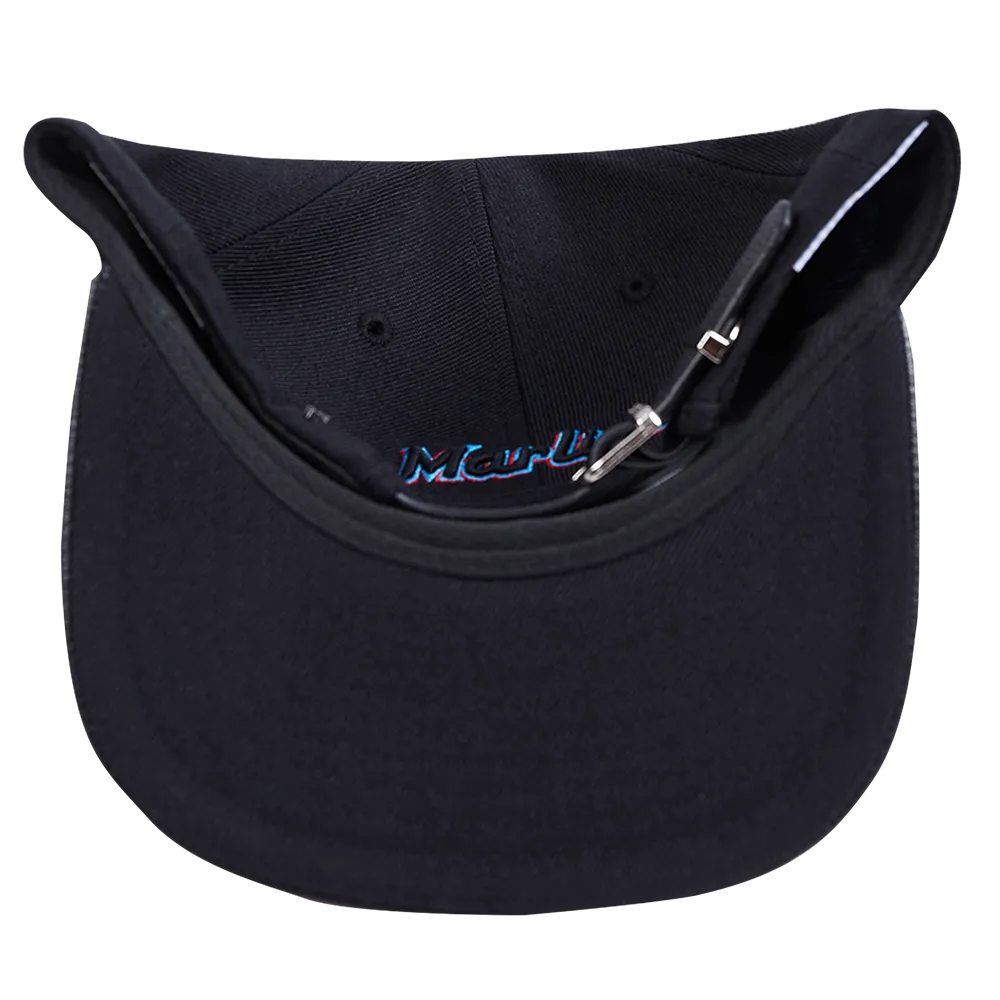 MLB MIAMI MARLINS SCRIPT TAIL WOOL STRAPBACK (BLACK)
