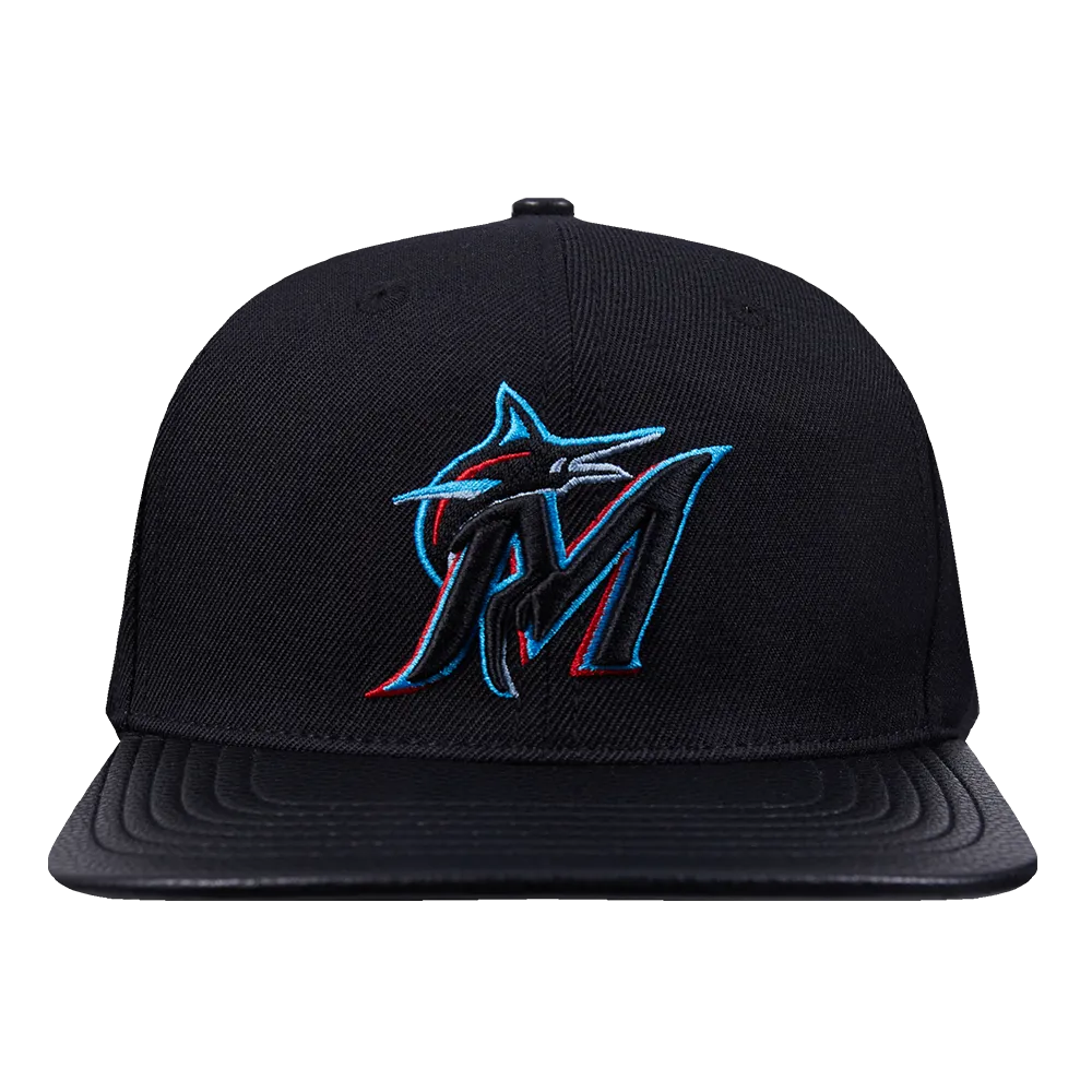 MLB MIAMI MARLINS SCRIPT TAIL WOOL STRAPBACK (BLACK)