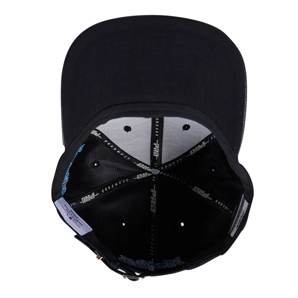 MLB MIAMI MARLINS SCRIPT TAIL WOOL STRAPBACK (BLACK)