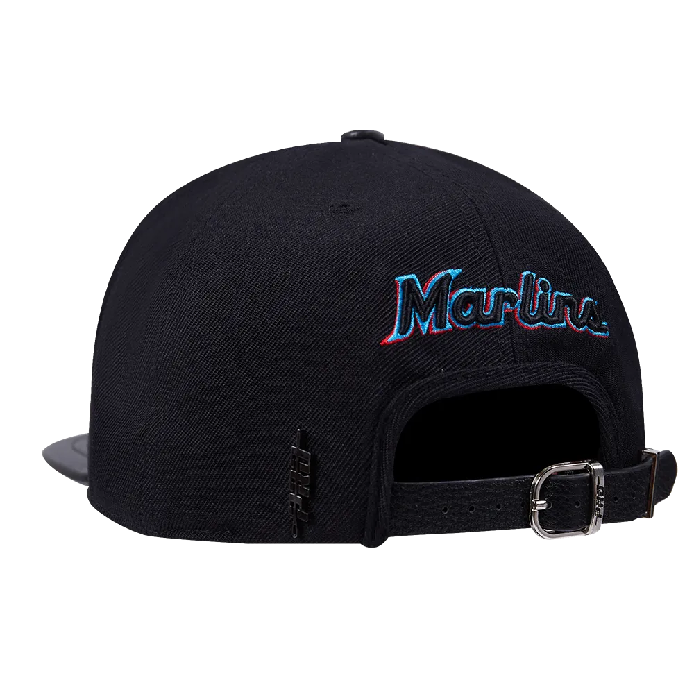 MLB MIAMI MARLINS SCRIPT TAIL WOOL STRAPBACK (BLACK)