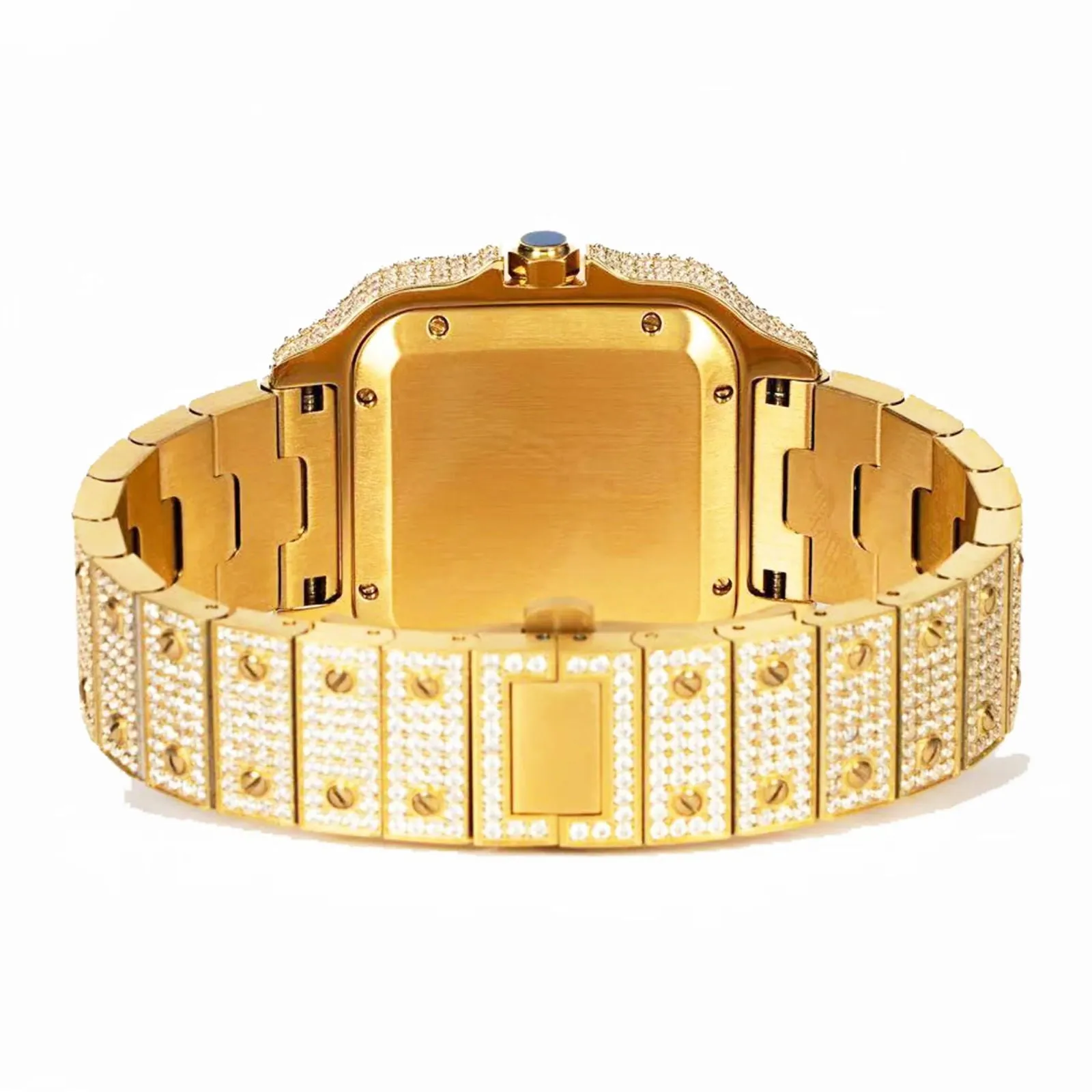 Moissanite Diamond Gold Tone Watch Automatic Stainless Steel Designer