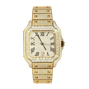 Moissanite Diamond Gold Tone Watch Automatic Stainless Steel Designer