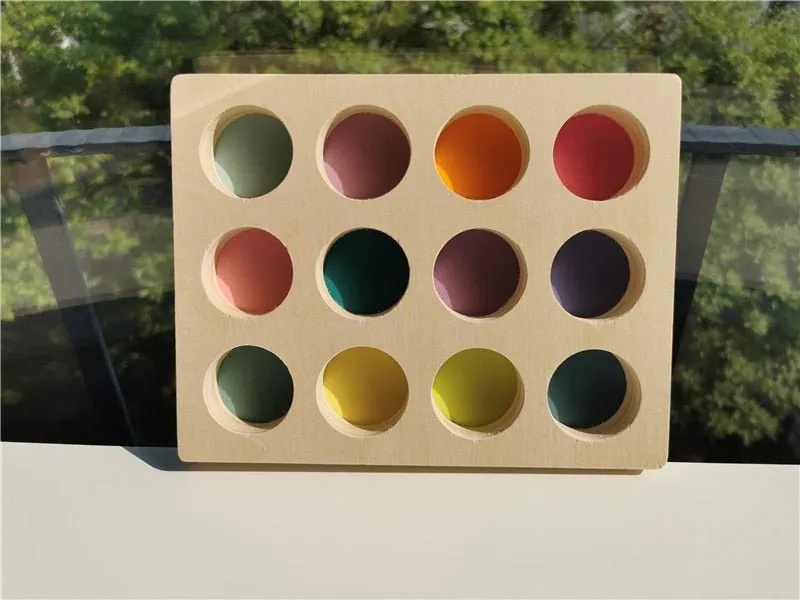 Montessori Crochet Wooden Rainbow Peg Dolls Set with Boards and Hats