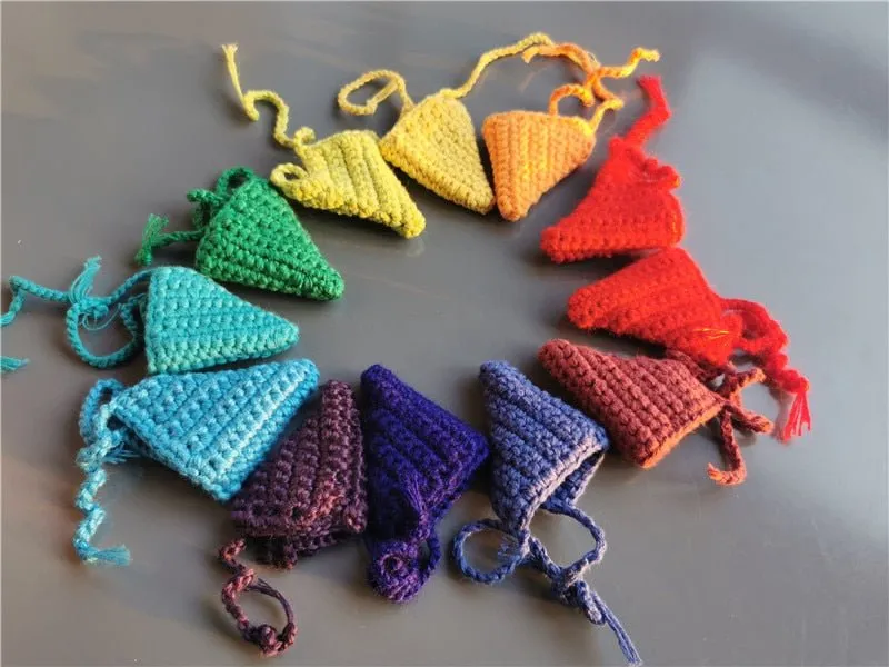 Montessori Crochet Wooden Rainbow Peg Dolls Set with Boards and Hats