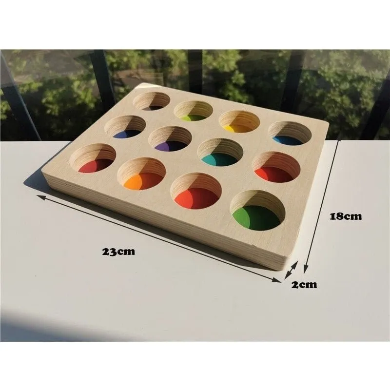 Montessori Crochet Wooden Rainbow Peg Dolls Set with Boards and Hats