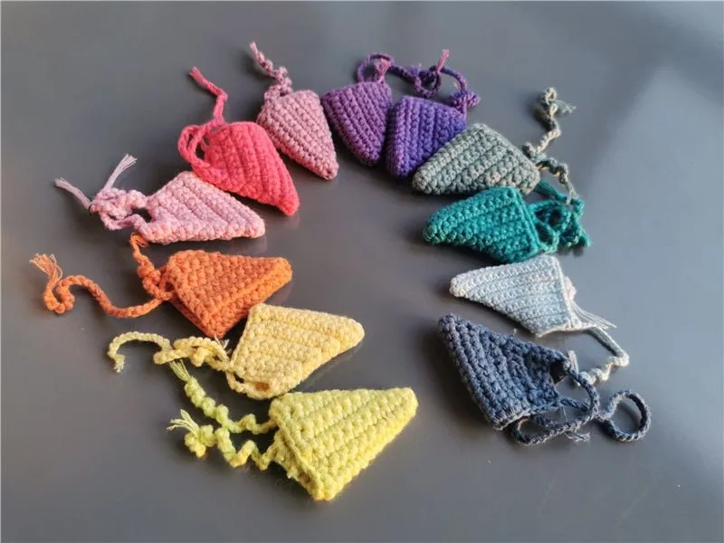 Montessori Crochet Wooden Rainbow Peg Dolls Set with Boards and Hats