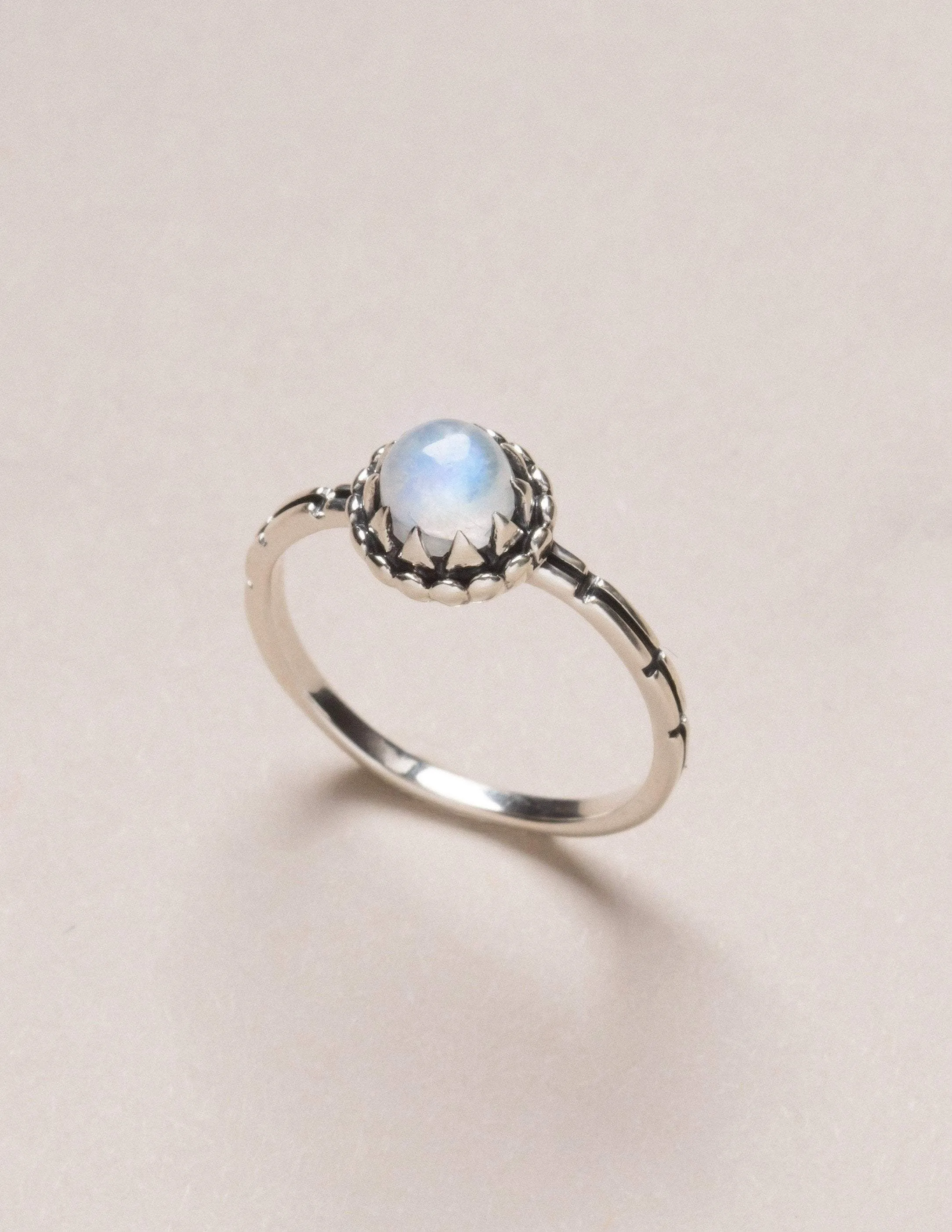 Moonstone Flower Ring - Size 5