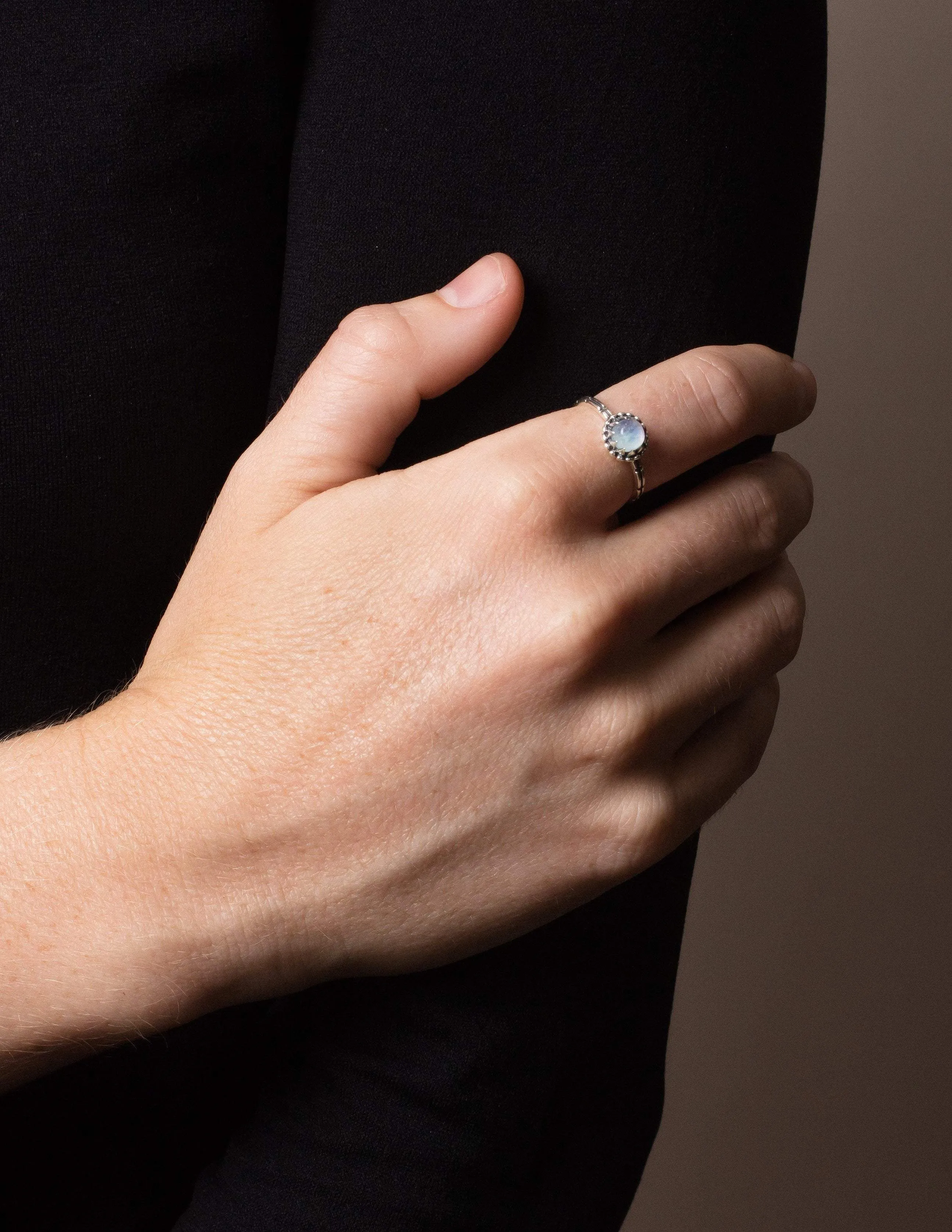 Moonstone Flower Ring - Size 5