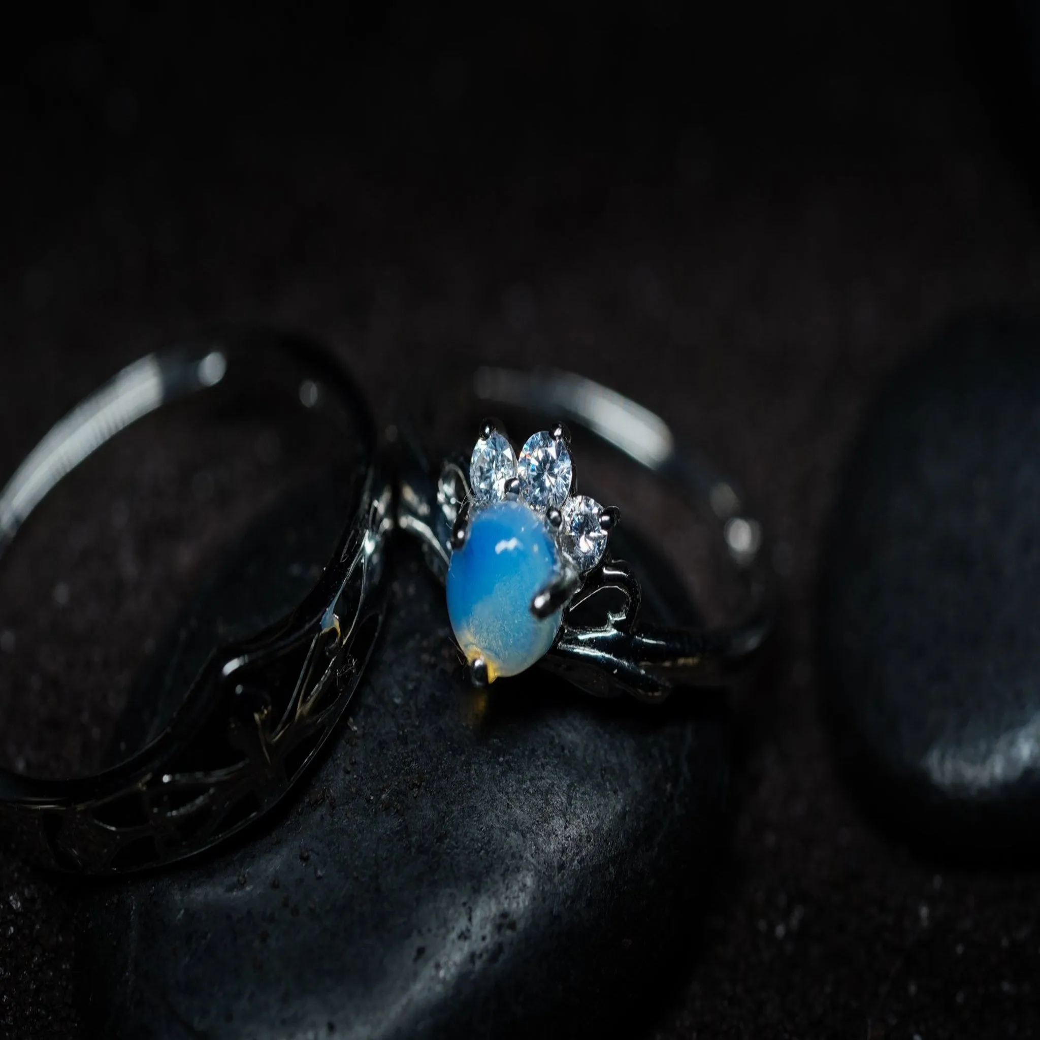 Moonstone majesty adjustable couple ring